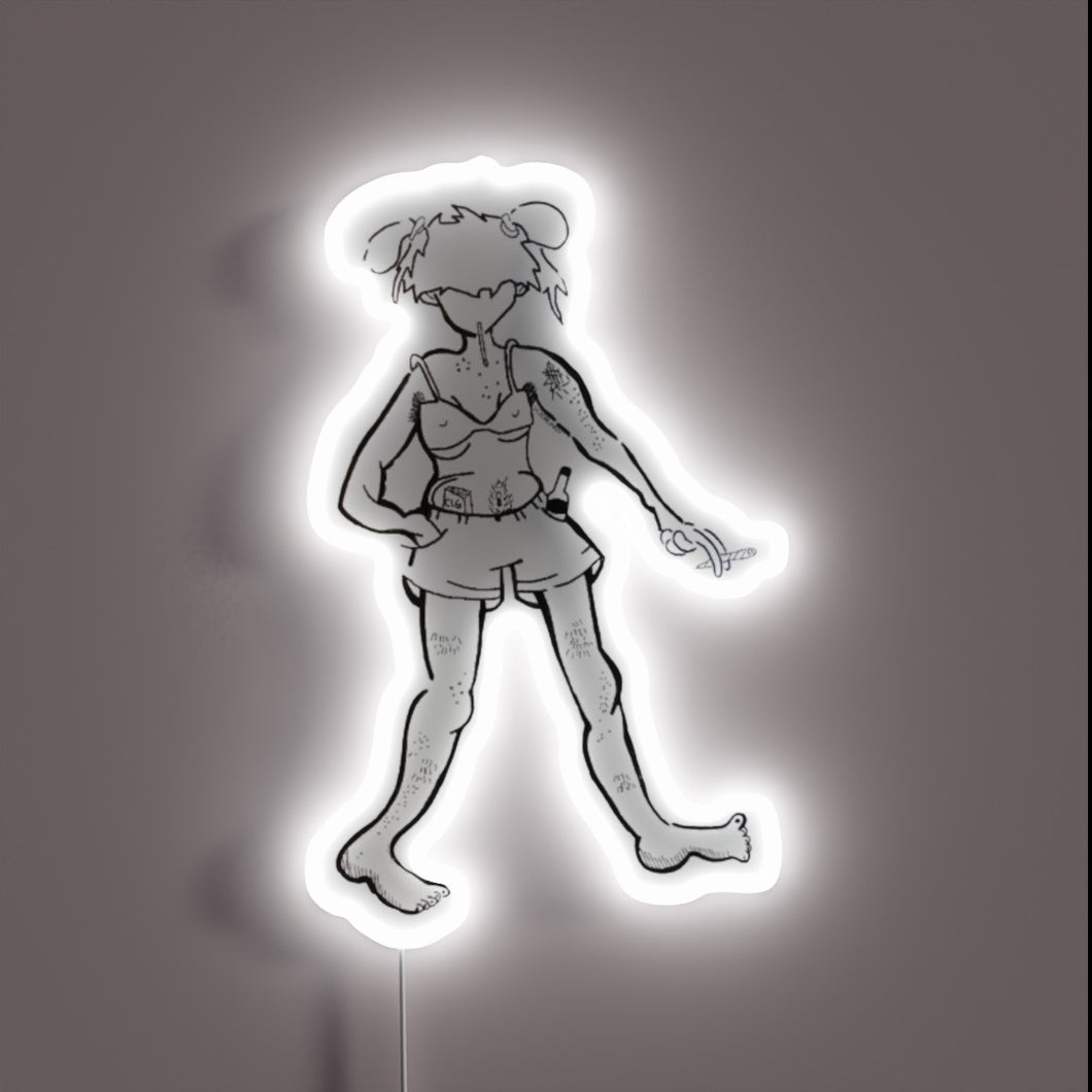 Attitude Embodied: Unapologetic Rebellion with Neon Colorful Lit Sign