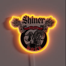 Load image into Gallery viewer, Neon beer advertisement featuring iconic Shiner&#39;s Bock Texas logo branding.