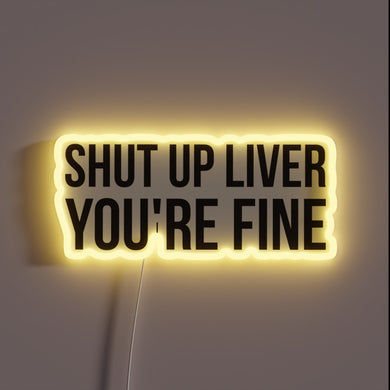 Colorful RGB Neon Sign with Sarcastic Liver Health Warning Message