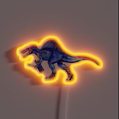 Brilliant glowing art of prehistoric predator lights up any space.