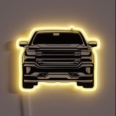 Customizable Silverado RGB neon sign with vibrant color illumination effects.