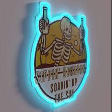 Load image into Gallery viewer, Neon sign featuring bourbon and sunny vibes in bold color.