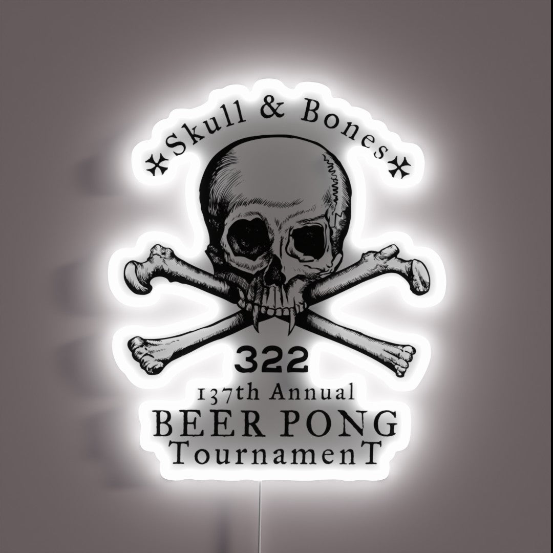 Skull And Bones Beer Pong Tournament RGB LED Sign