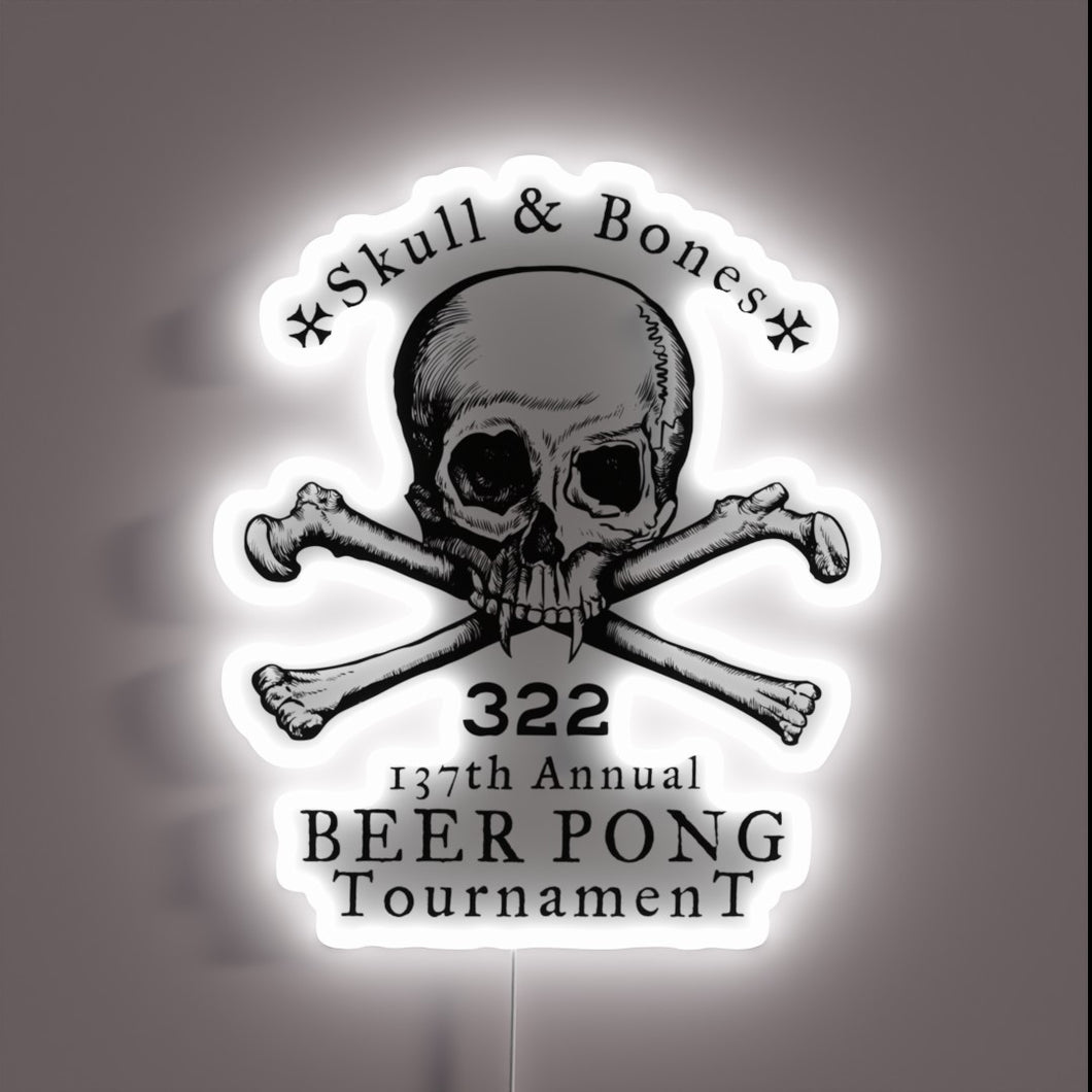 RGB Neon Sign: Ultimate Skull and Bones Beer Pong Championship Winner