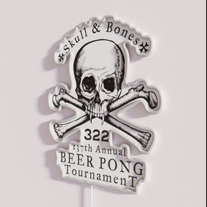 Neon Sign Skull and Bones Beer Pong Tournament Backlit Decoration