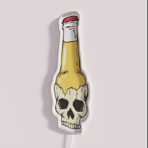 RGB Neon Bar Sign with Beer Themed Skull Design