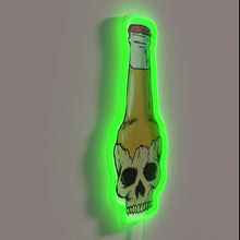Load image into Gallery viewer, RGB Neon Sign: A Brewing Bar&#39;s Edgy Skull Bottle Design