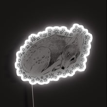 Load image into Gallery viewer, Sleepy Fawn RGB neon sign, front view lit, printed on acrylic