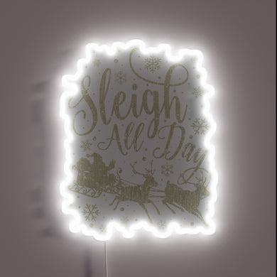 Vibrant Neon Sleigh All Day Sign, Perfect Retro Gaming Decor