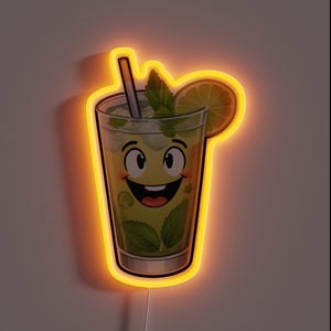 Eye-catching RGB Neon Sign Featuring A Happy Mojito Design