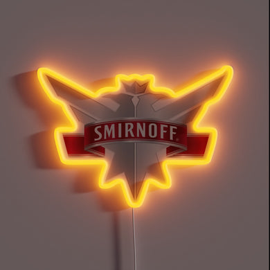 Vibrant RGB Neon Sign Featuring Iconic Smirnoff Logo Illumination