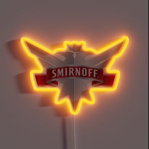 Vibrant RGB Neon Sign Featuring Iconic Smirnoff Logo Illumination