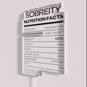 Neon Sign with Sober Nutrition and Healthy Eating Motivational Messages