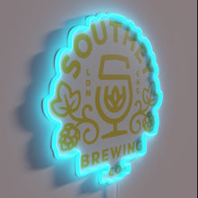 Load image into Gallery viewer, Southey Brewing Brand Logo Illuminated Sign in Vibrant RGB Neon Lights