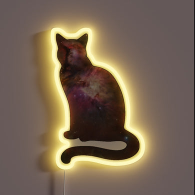 Cosmic feline friend in vibrant glowing neon light display