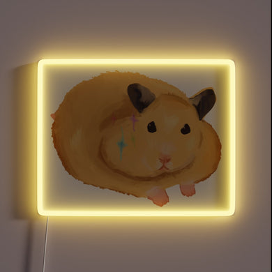 Whimsical decorative hamster neon sign in vibrant RGB color effects.