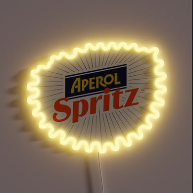 Glowing RGB neon art piece in signature Aperol spirit colors