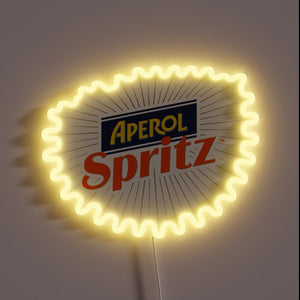 Glowing RGB neon art piece in signature Aperol spirit colors