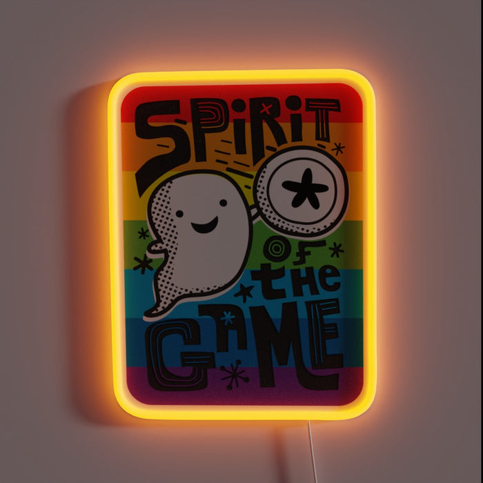 Vibrant multicolor Spirit of the Game Neon Sign Illumination Artwork