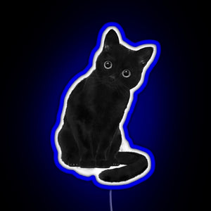 Spooky Cute Cat RGB neon sign blue