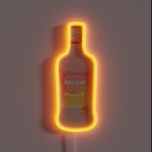 Load image into Gallery viewer, Cruzan Mango Rum bottle-shaped neon sign with orange glow.
