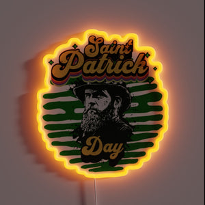 Shamrock-themed LED RGB neon sign for St. Patrick's Day decor.