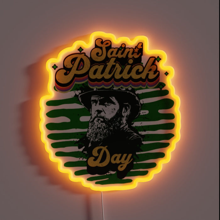 Shamrock-themed LED RGB neon sign for St. Patrick's Day decor.