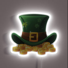 Load image into Gallery viewer, Lucky Leprechaun Hat Accessory with Glowing Gold Neon Sign Effect