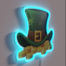 Load image into Gallery viewer, St. Patrick&#39;s Day Whimsy: Gold Neon Sign with Lucky Dwarf Hat