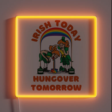 Luck of the Irish hangover cure in RGB neon sign