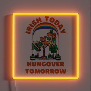 Luck of the Irish hangover cure in RGB neon sign