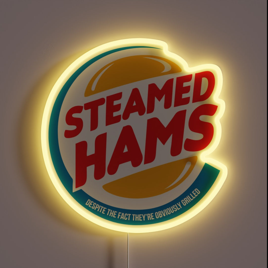 Quintessential Kwik-E-Mart-inspired color-changing Steamed Hams neon decorative light display