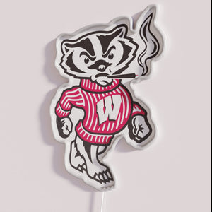Vibrant Wisconsin themed stoned bucky badger rgb neon light decoration