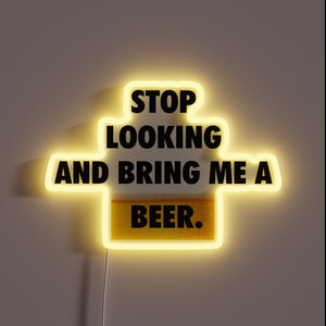 Attention bartender serve immediately RGB illuminated retro neon bar sign