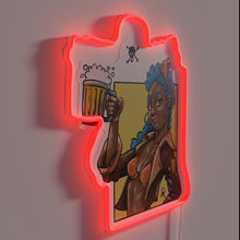Load image into Gallery viewer, Vibrant neon decoration with bold letters in colorful RGB display.