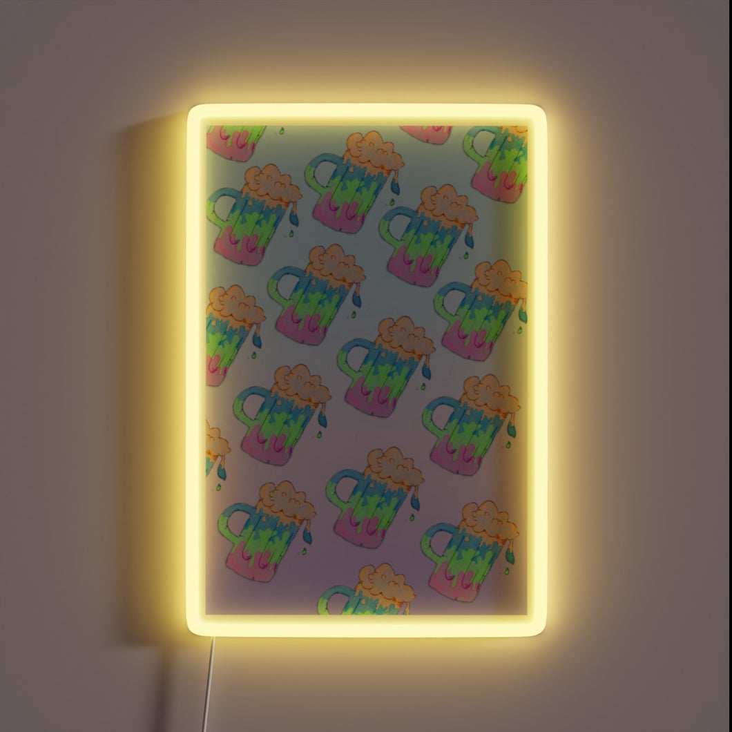 Energetic blue and green gradient neon bar sign decoration