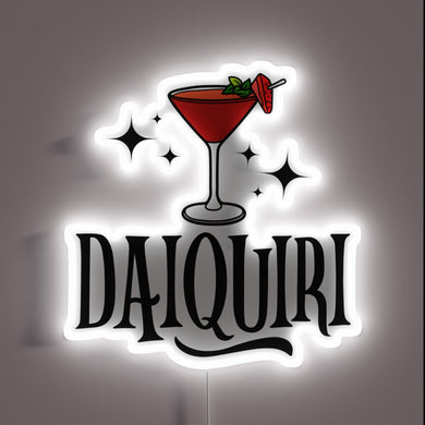 Vibrant neon strawberry daiquiri cocktail drink wall decor sign light.
