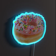 Load image into Gallery viewer, Strawberry Donut With Sprinkles RGB neon sign, side view lit showing the depth of the acrylic sign
