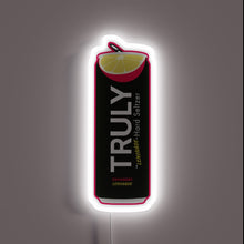 Load image into Gallery viewer, That’s a clean neon take on the Truly Strawberry Lemonade can. The bold black with the white glow makes it pop like it’s straight out of a summer night bar setup. Perfect for a vibe-heavy drink corner. 🍓🍋✨