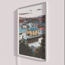 Load image into Gallery viewer, Neon Sign Art: Quidi Vidi Newfoundland Coastal Sunset Colorful Illumination Display