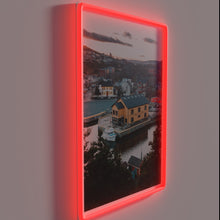 Load image into Gallery viewer, Vibrant Quidi Vidi Sunset Glows Over Yellow Building Newfoundland Sign