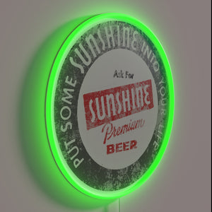 Vibrant RGB neon beer sign that radiates joyful sunshine vibes
