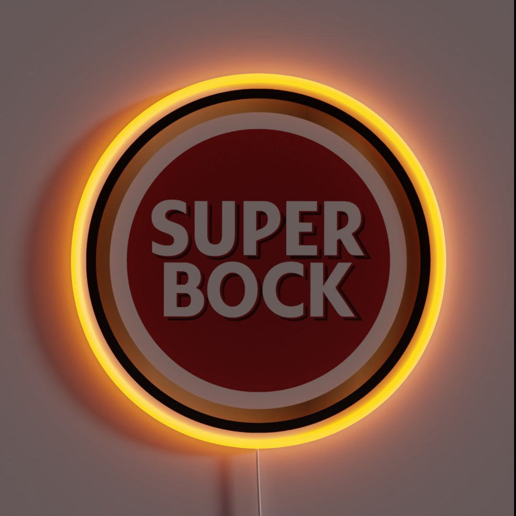 Glowing Super Bock Beer Brand Neon Sign in RGB Colors