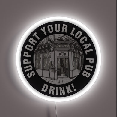 Vibrant Neon Sign Emphasizing Community Love and Local Pride Tradition