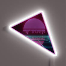 Load image into Gallery viewer, Synthwave Dreams RGB neon sign, front view lit, printed on acrylic