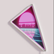 Load image into Gallery viewer, Synthwave Dreams RGB neon sign, side view with lights off showing acrylic backing and LED tube