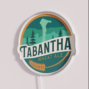 Vibrant RGB Neon Sign with Customizable Tabantha Wheat Ale Brewery Logo