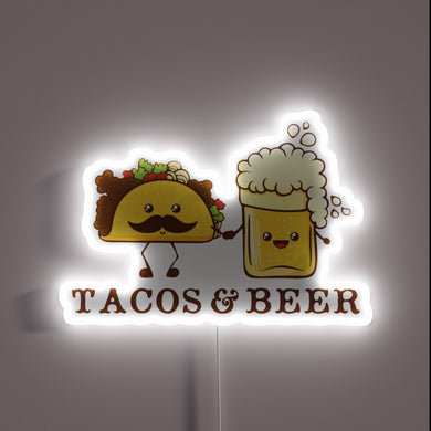 Vibrant RGB Neon Sign: Tacos & Beer in Perfect Harmony