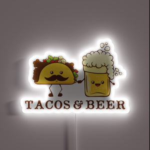 Vibrant RGB Neon Sign: Tacos & Beer in Perfect Harmony