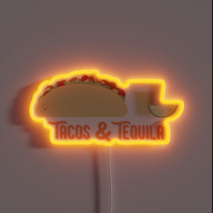 Vibrant RGB Neon Sign: Tacos and Tequila Fiesta Illumination
